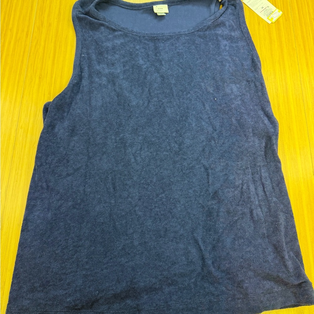 Women's Terry Tank Top - A New Day Navy Blue Size 3XL
